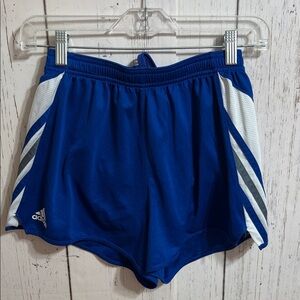 Adidas Women's Royal Blue and White Athletic Shorts